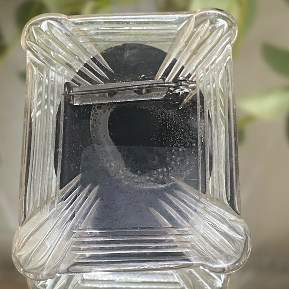 Vintage Lucite Cameo Brooch Victorian Lady Clear Black - Picture 5 of 7